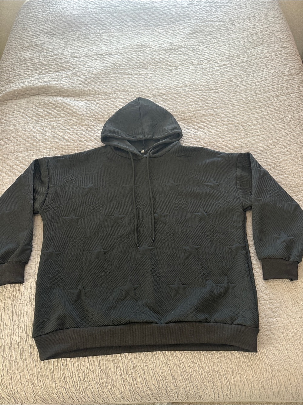 Star Embossed Hoodie Sweatshirt